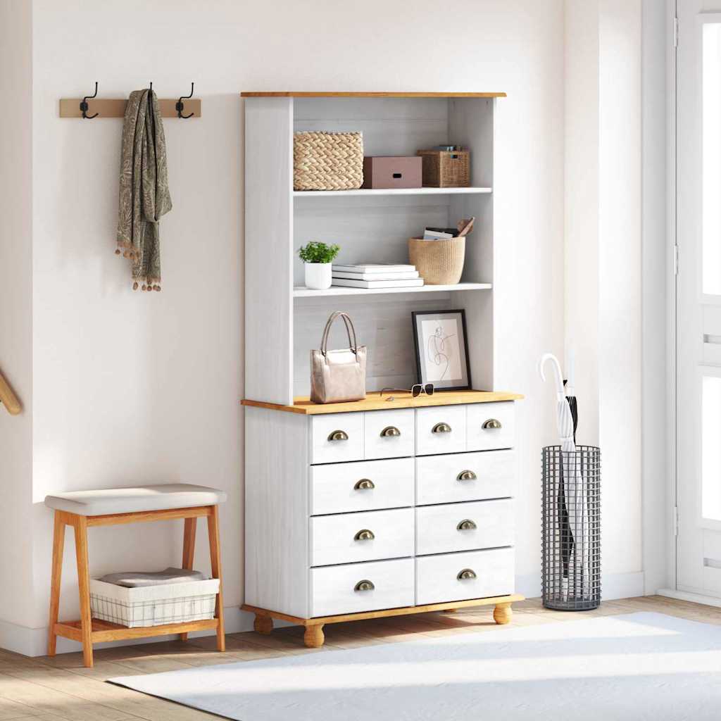 Skab med skuffe ASKIM Hvid 91 x 40 x 184 cm Massiv fyrretræ