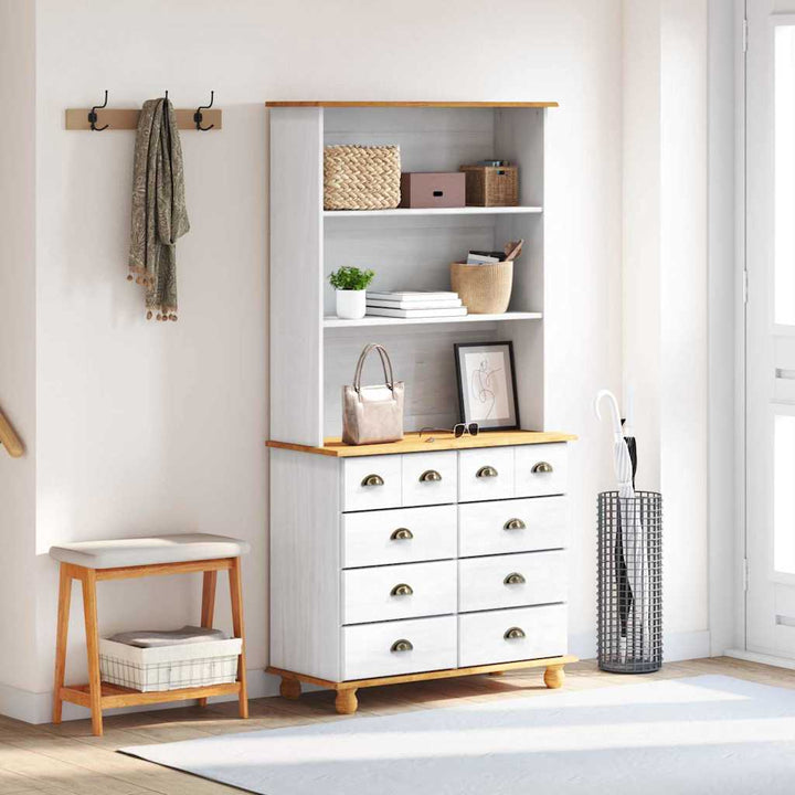 Skab med skuffe ASKIM Hvid 91 x 40 x 184 cm Massiv fyrretræ