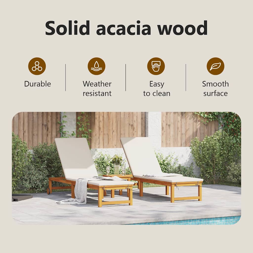 Solstol 2 pcs Brun 202 x 53 x 89 cm Massivt Akacietræ