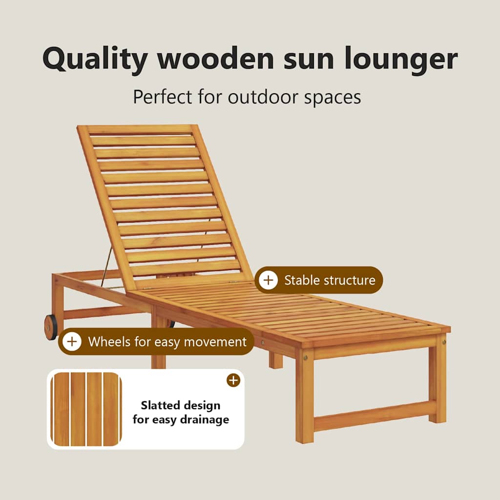Solstol 2 pcs Brun 202 x 53 x 89 cm Massivt Akacietræ