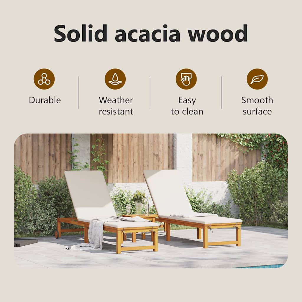 Solstol 2 pcs Brun 202 x 53 x 89 cm Massivt Akacietræ