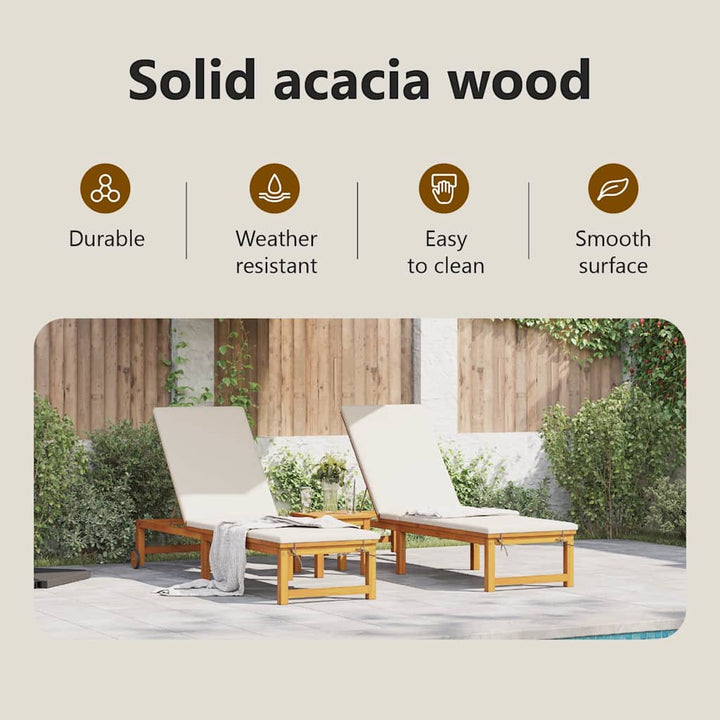 Solstol 2 pcs Brun 202 x 53 x 89 cm Massivt Akacietræ