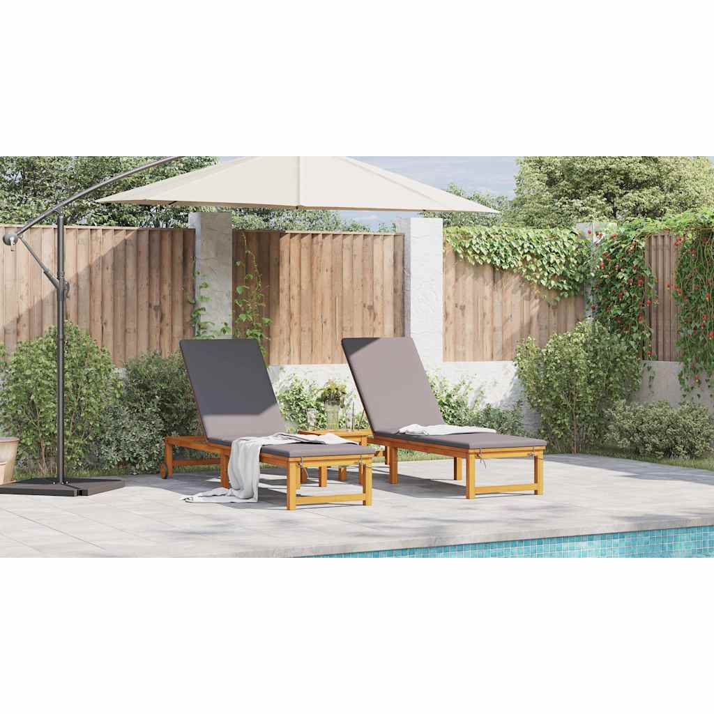 Solstol 2 pcs Brun 202 x 53 x 89 cm Massivt Akacietræ