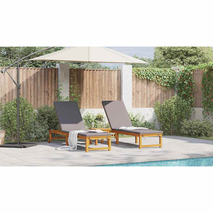 Solstol 2 pcs Brun 202 x 53 x 89 cm Massivt Akacietræ