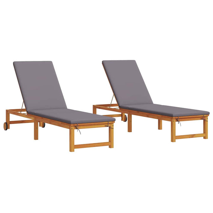 Solstol 2 pcs Brun 202 x 53 x 89 cm Massivt Akacietræ
