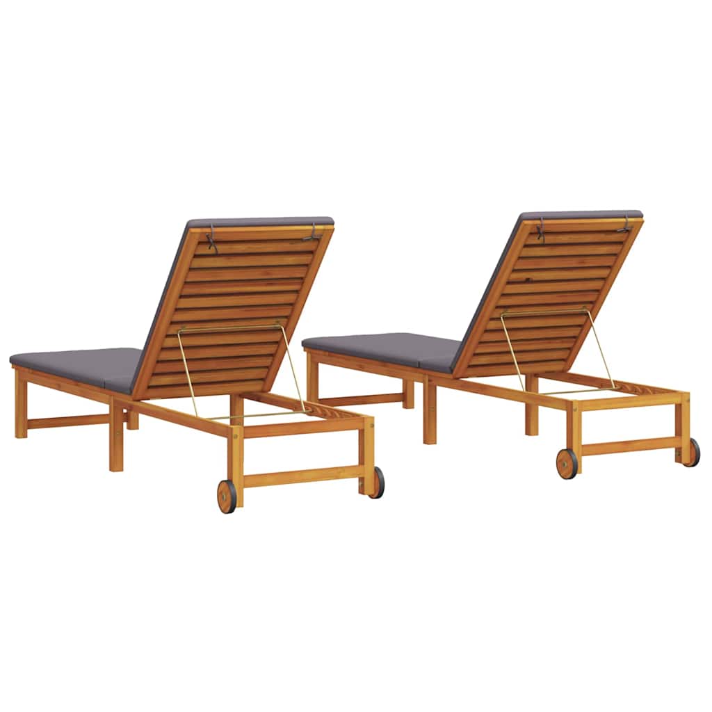 Solstol 2 pcs Brun 202 x 53 x 89 cm Massivt Akacietræ