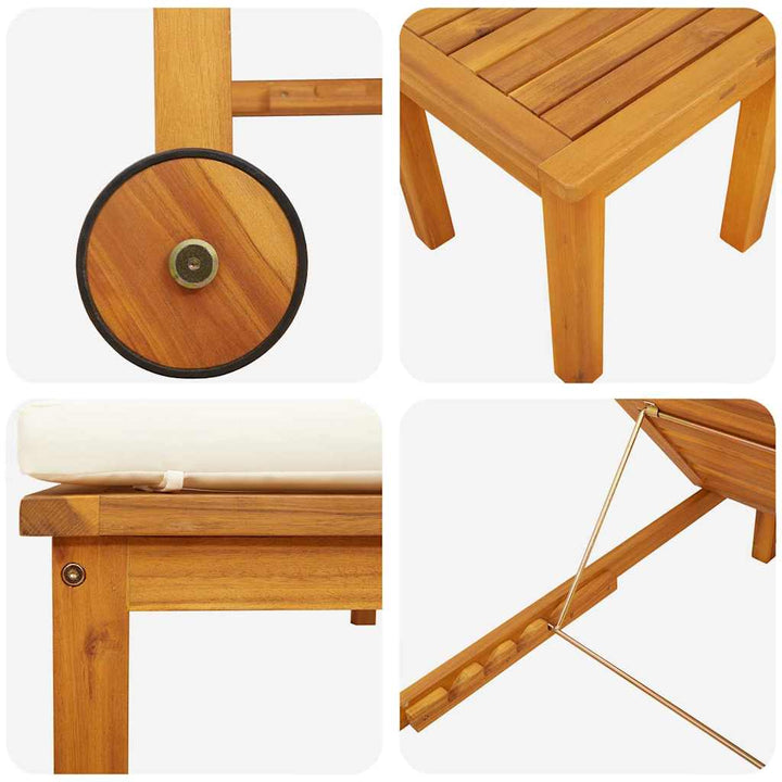Solstol 3 pcs Brun Massivt Akacietræ