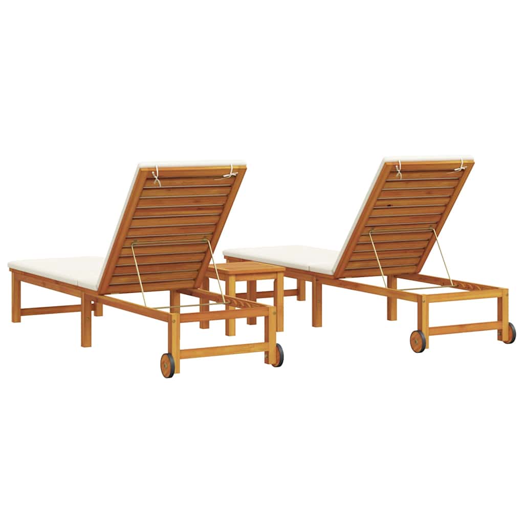 Solstol 3 pcs Brun Massivt Akacietræ