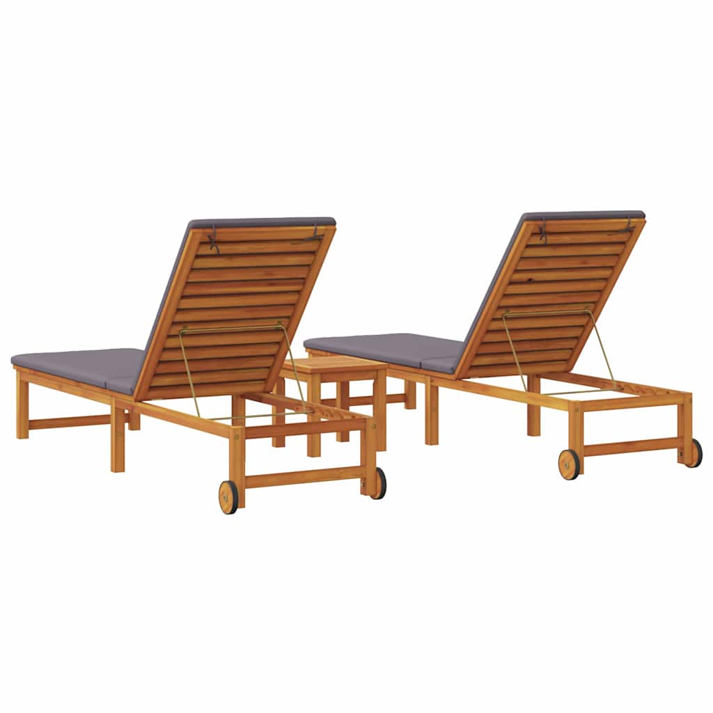 Solstol 3 pcs Brun Massivt Akacietræ