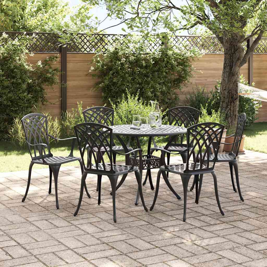 Have Spisebordssæt 7 pcs Sort Aluminium