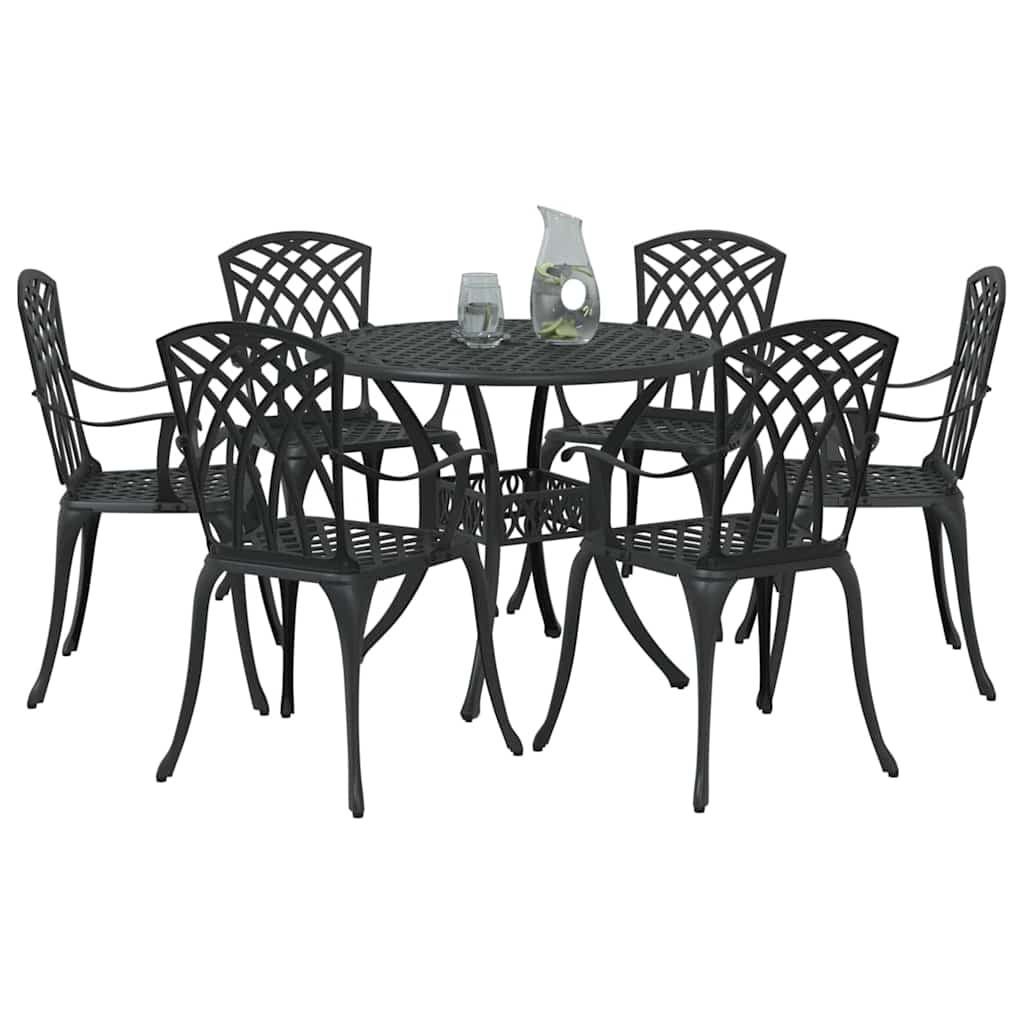 Have Spisebordssæt 7 pcs Sort Aluminium
