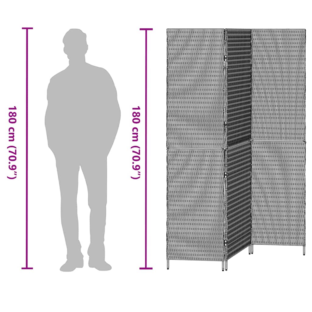 Rumdeler Grå 146 x 180 cm polyrattan