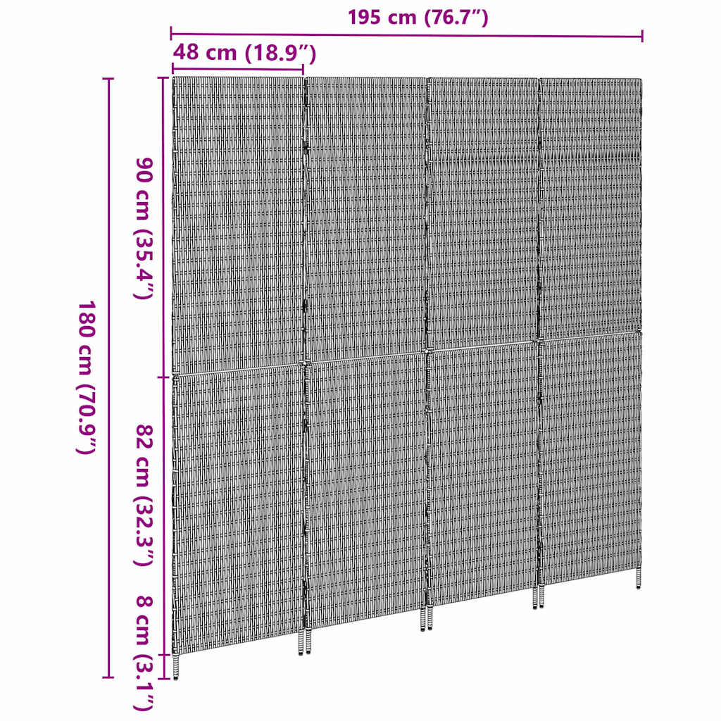 Rumdeler Brun 195 x 180 cm polyrattan