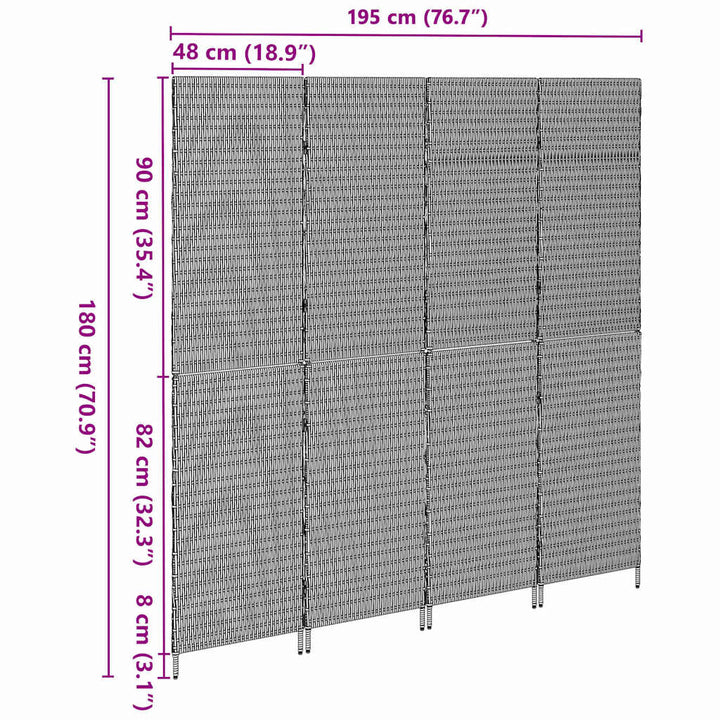 Rumdeler Brun 195 x 180 cm polyrattan