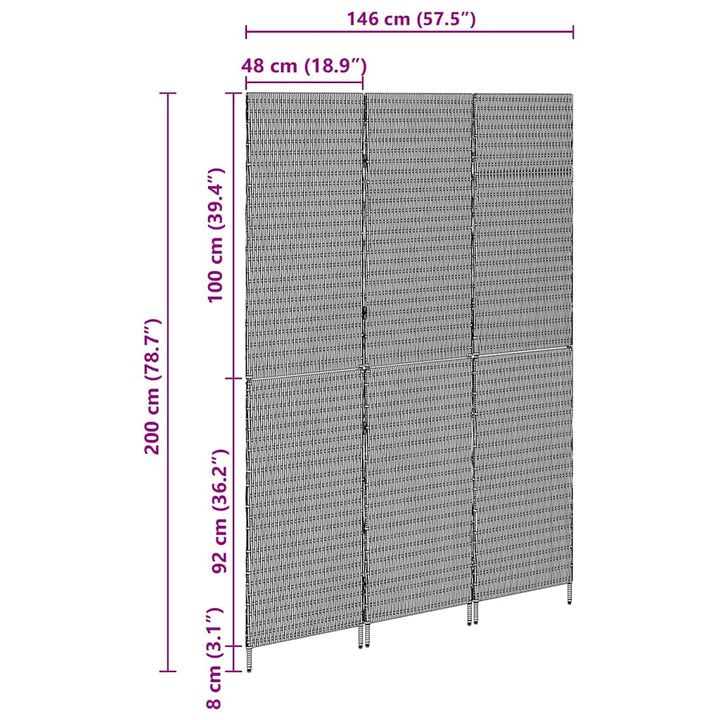 Rumdeler Beige 146 x 200 cm polyrattan