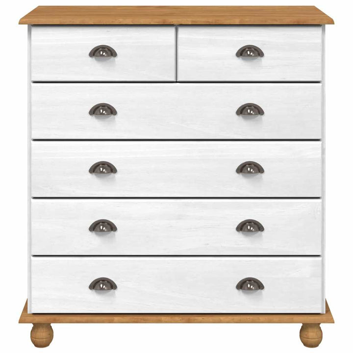 Skuffeskab ASKIM Hvid 91 x 40 x 95,5 cm Massiv fyrretræ