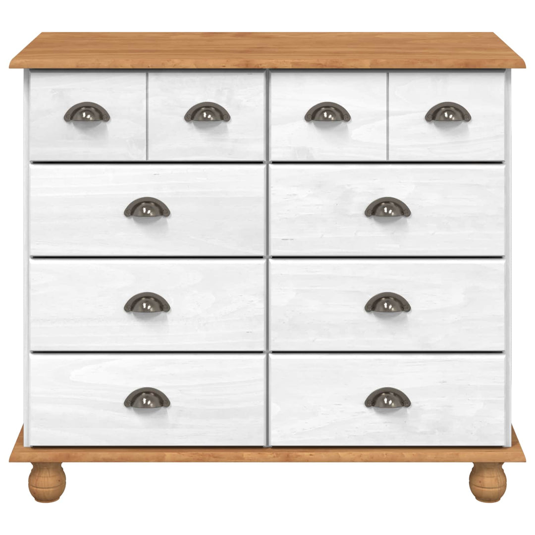 Skuffeskab ASKIM Hvid 91 x 40 x 79 cm Massiv fyrretræ