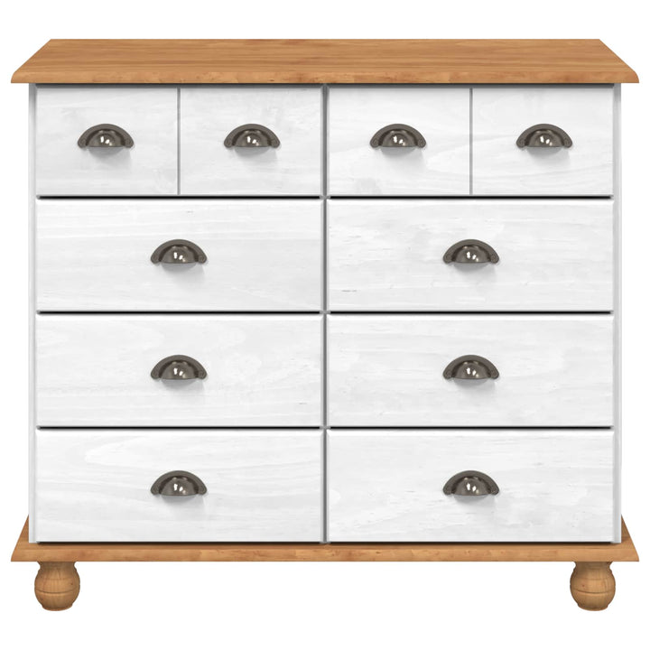 Skuffeskab ASKIM Hvid 91 x 40 x 79 cm Massiv fyrretræ