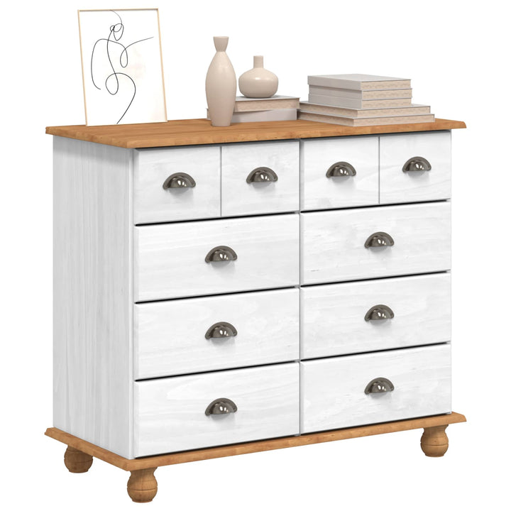 Skuffeskab ASKIM Hvid 91 x 40 x 79 cm Massiv fyrretræ