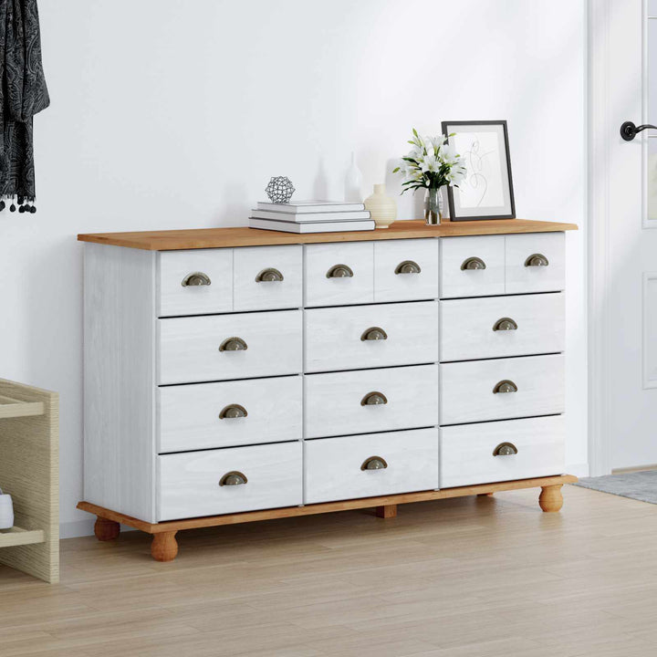 Skuffeskab ASKIM Hvid 79 x 40 x 133,5 cm Massiv fyrretræ