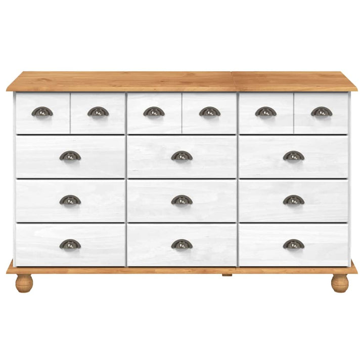 Skuffeskab ASKIM Hvid 79 x 40 x 133,5 cm Massiv fyrretræ