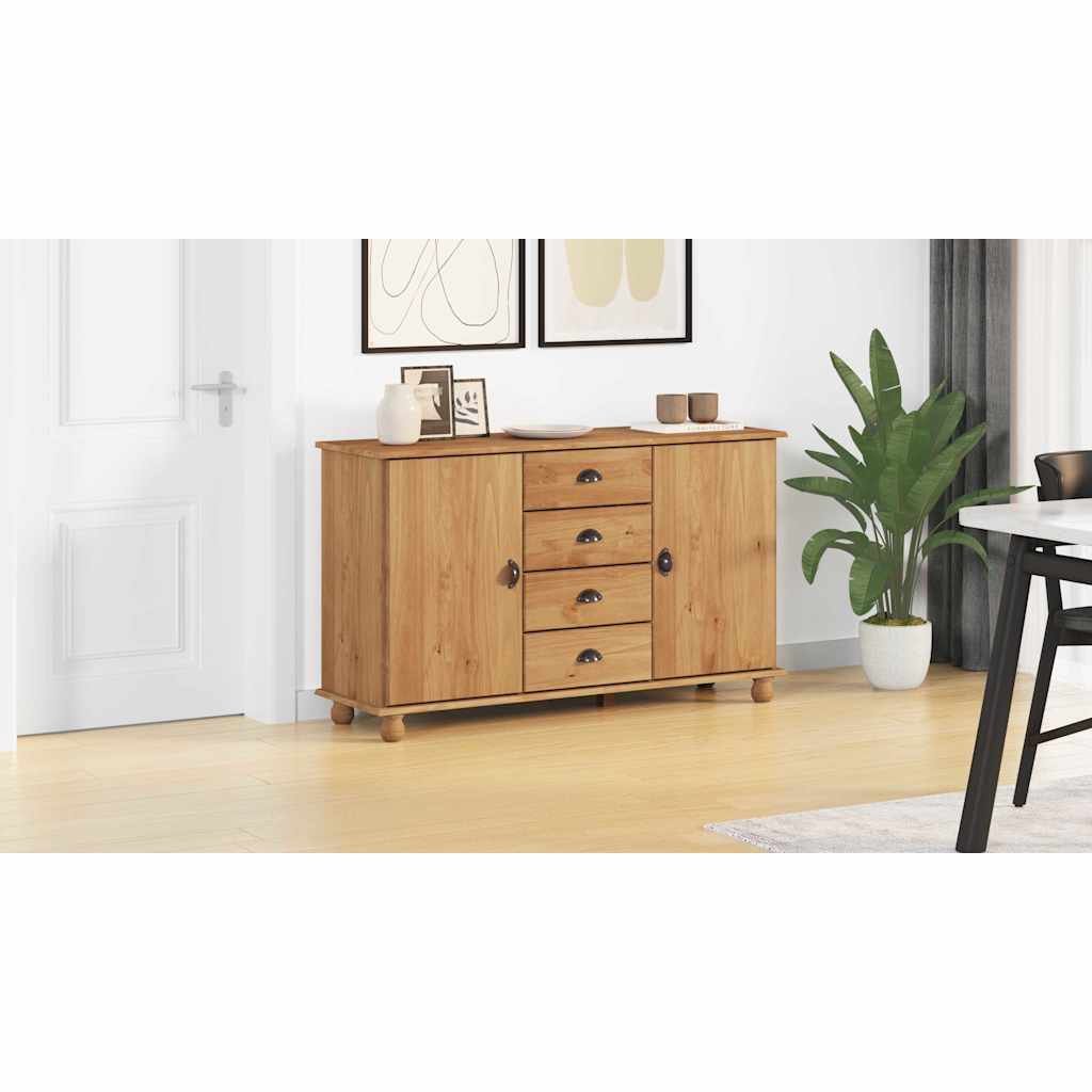 Sideboard med skuffe ASKIM 133,5 x 40 x 79 cm Massivt fyrretræ