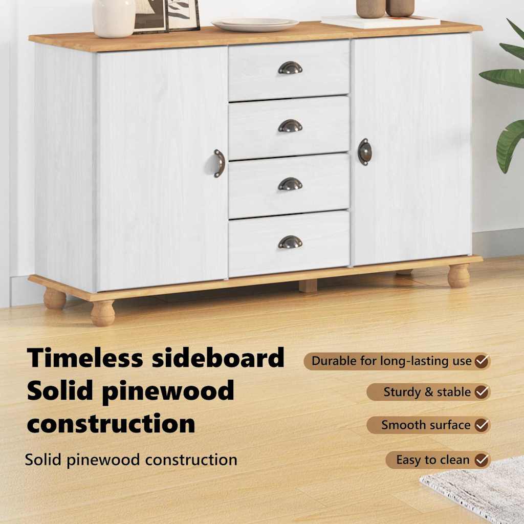 Sideboard med skuffe ASKIM 133,5 x 40 x 79 cm Massivt fyrretræ
