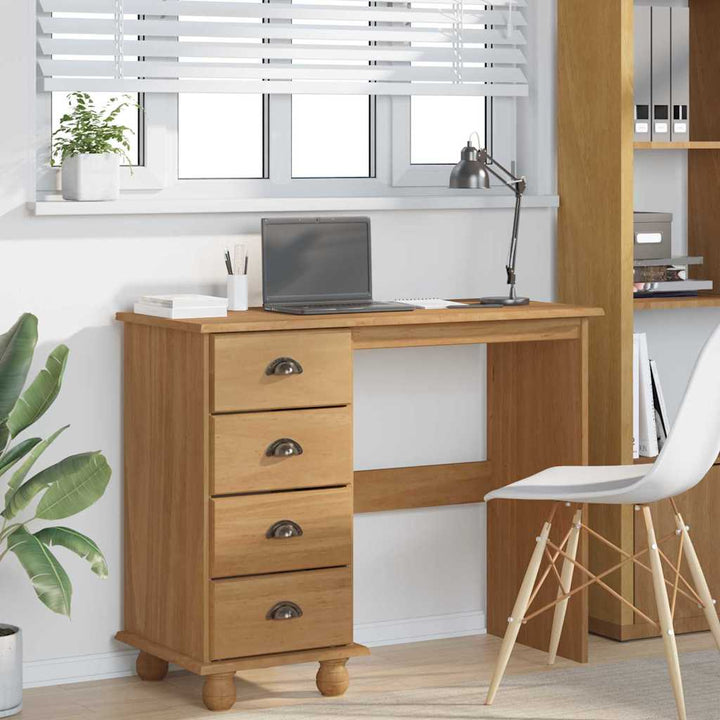 Skrivebord ASKIM Brun 95 x 40 x 75 cm Massiv fyrretræ