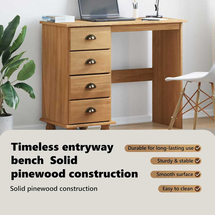 Skrivebord ASKIM Brun 95 x 40 x 75 cm Massiv fyrretræ