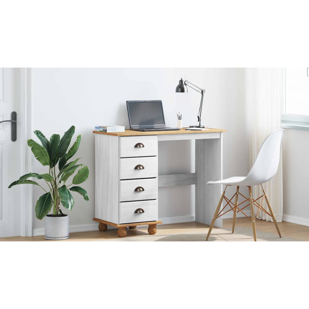 Skrivebord ASKIM Hvid 95 x 40 x 75 cm Massiv fyrretræ