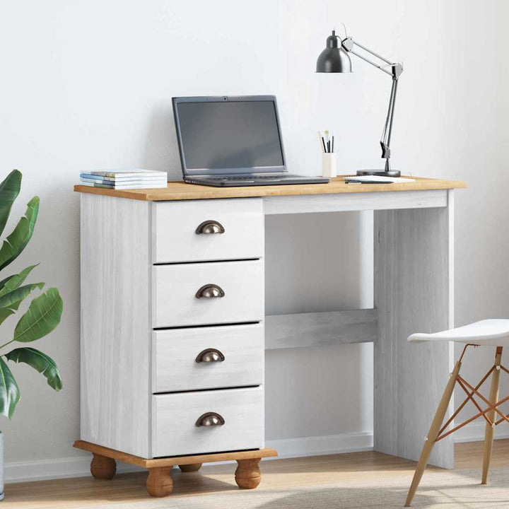 Skrivebord ASKIM Hvid 95 x 40 x 75 cm Massiv fyrretræ