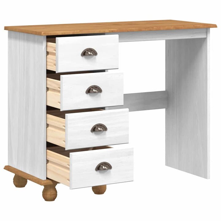 Skrivebord ASKIM Hvid 95 x 40 x 75 cm Massiv fyrretræ