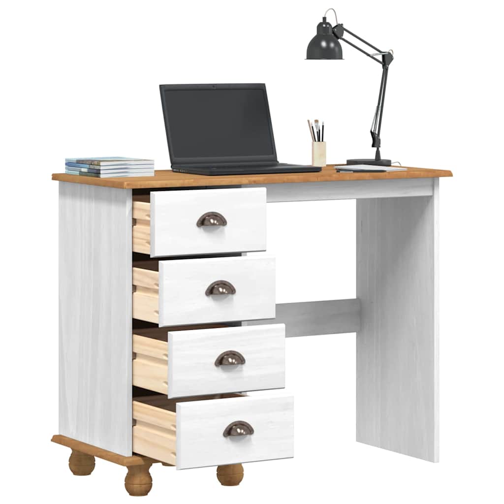 Skrivebord ASKIM Hvid 95 x 40 x 75 cm Massiv fyrretræ