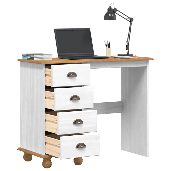 Skrivebord ASKIM Hvid 95 x 40 x 75 cm Massiv fyrretræ