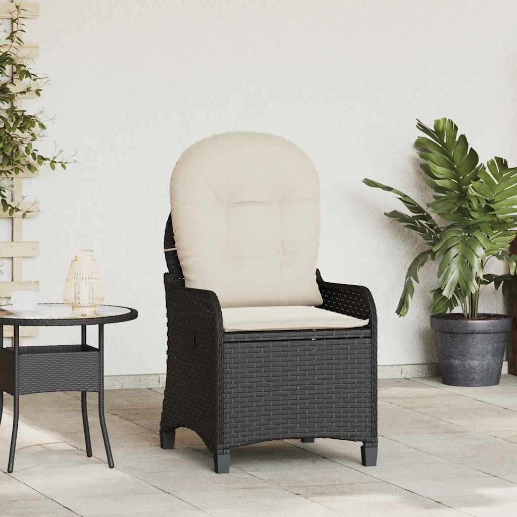 Liggestol med pude Sort 56 x 66 x 95 cm polyrattan