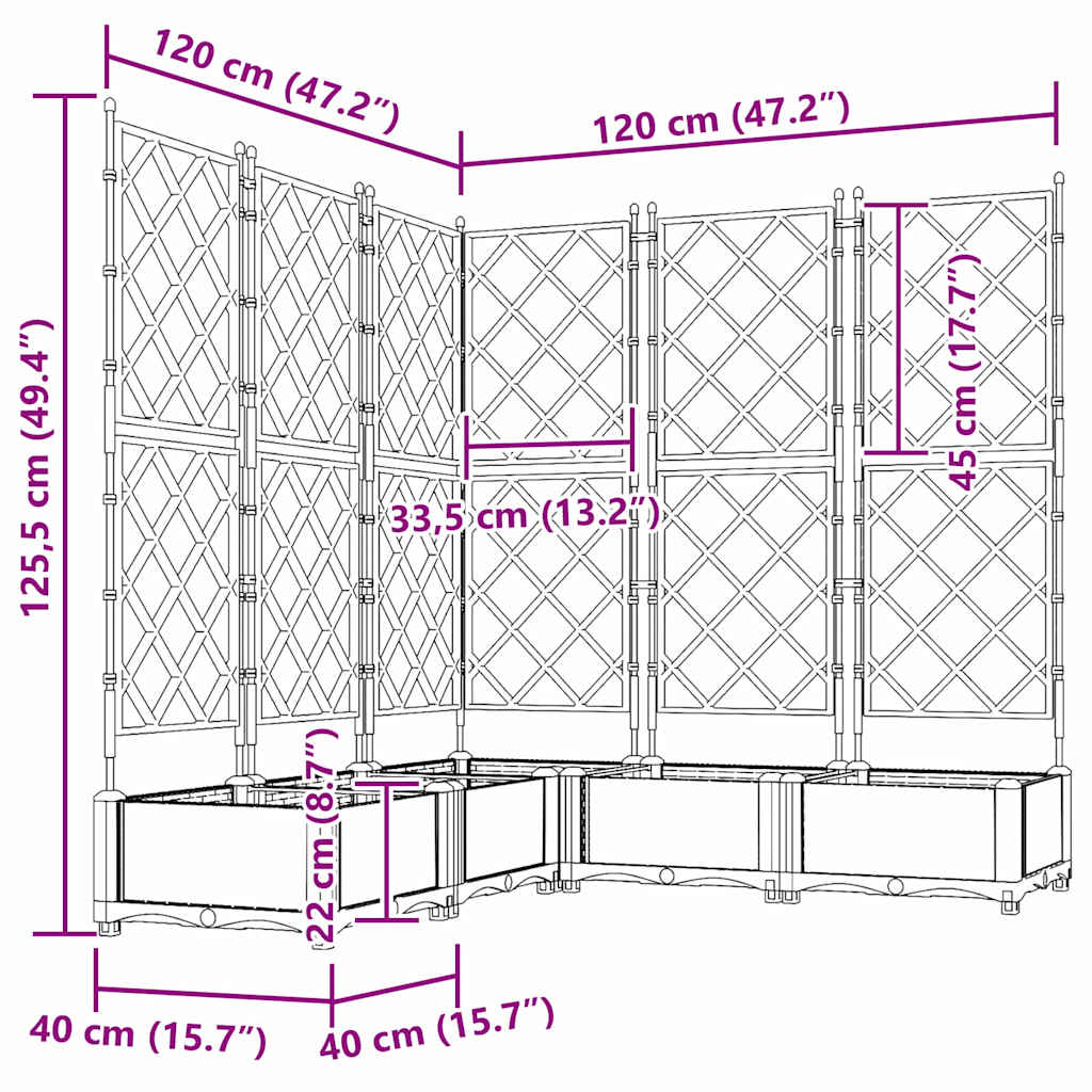 Have Blomsterkrukke 5 stk. Brun 120 x 120 x 125,5 cm PP