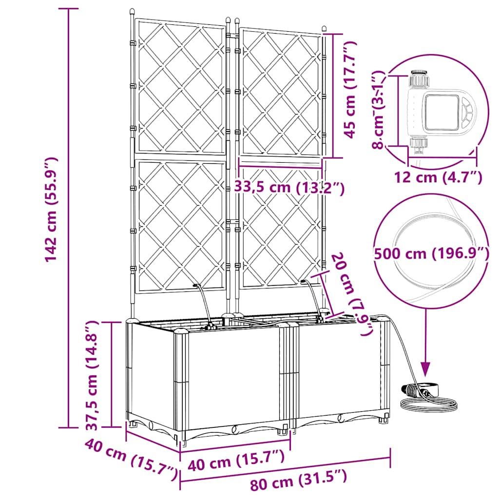 Have Blomsterkrukke 2 pcs Brun 80 x 40 x 142 cm Plastik