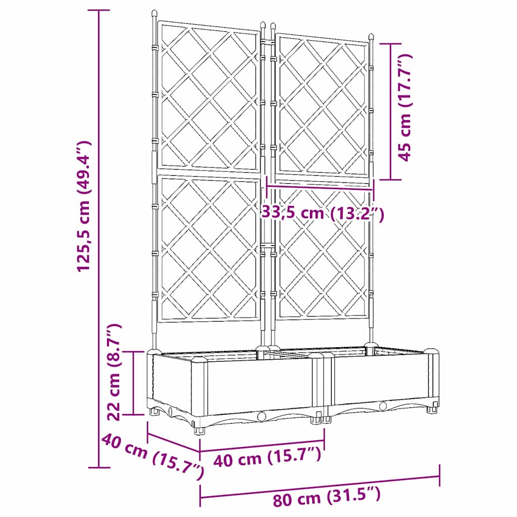 Have Blomsterkrukke 2 stk. Sort 80 x 40 x 125,5 cm PP