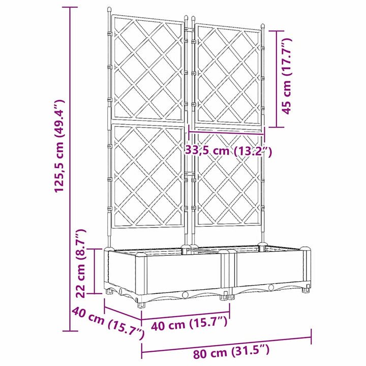 Have Blomsterkrukke 2 stk. Sort 80 x 40 x 125,5 cm PP