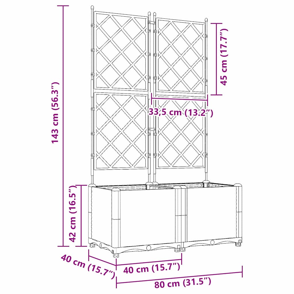 Have Blomsterkrukke 2 stk. Sort 80 x 40 x 143 cm PP