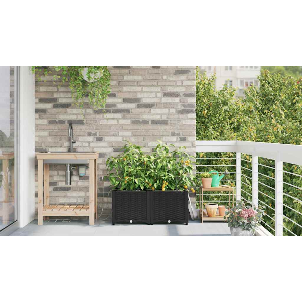 Have Blomsterkrukke 2 stk. Sort 80 x 40 x 37,5 cm PP