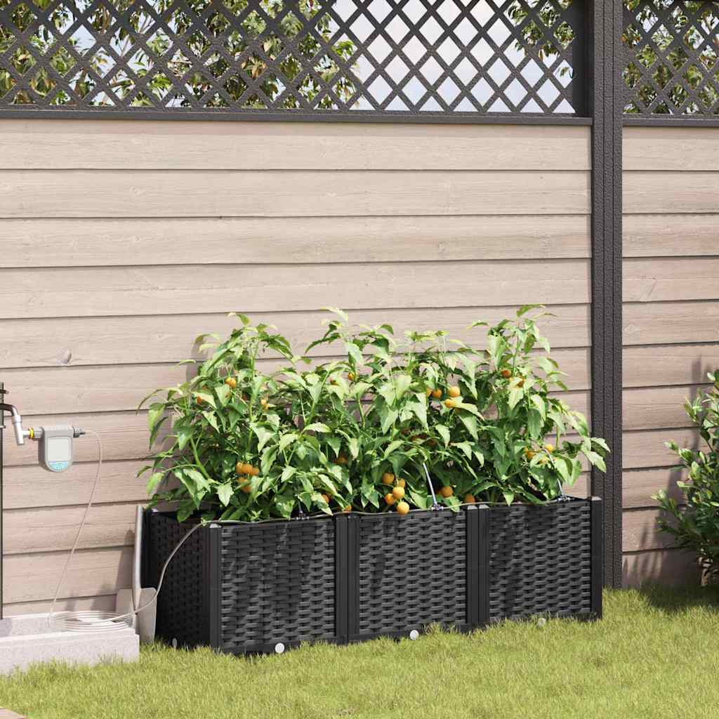 Have Blomsterkrukke 3 stk. Sort 120 x 40 x 37,5 cm PP