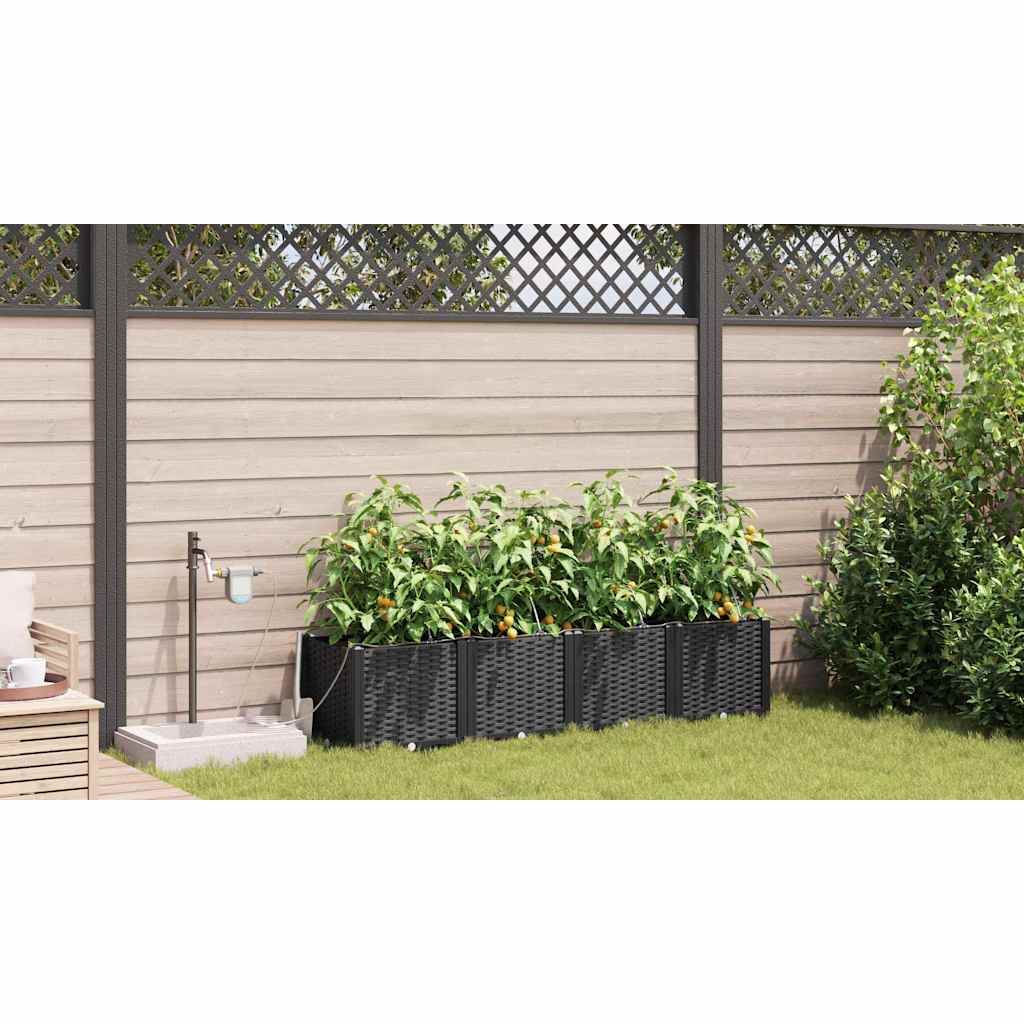 Have Blomsterkrukke 4 stk. Sort 160 x 40 x 37,5 cm PP