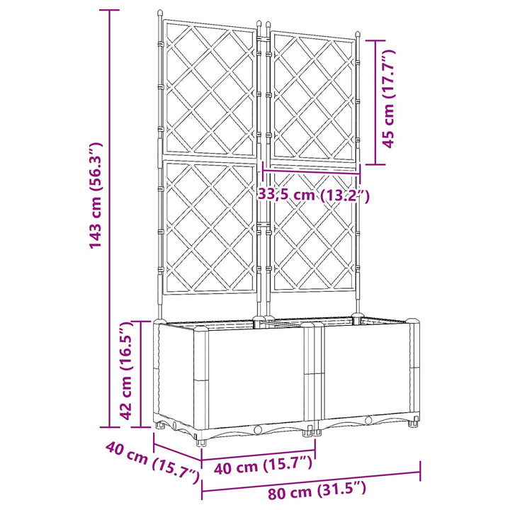 Have Blomsterkrukke 2 pcs Grå 80 x 40 x 143 cm Plastik