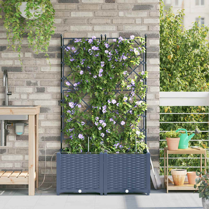 Have Blomsterkrukke 2 pcs Grå 80 x 40 x 142 cm Plastik