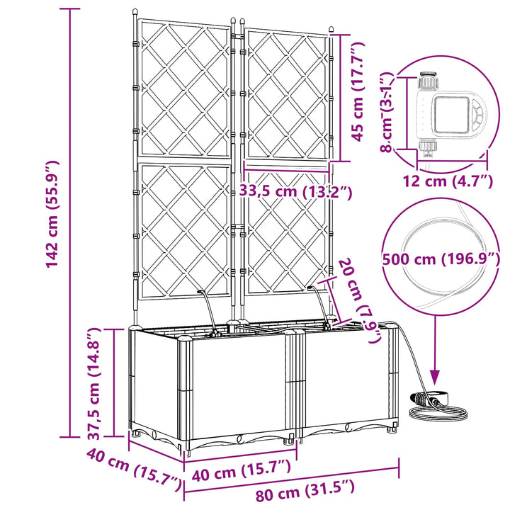 Have Blomsterkrukke 2 pcs Grå 80 x 40 x 142 cm Plastik