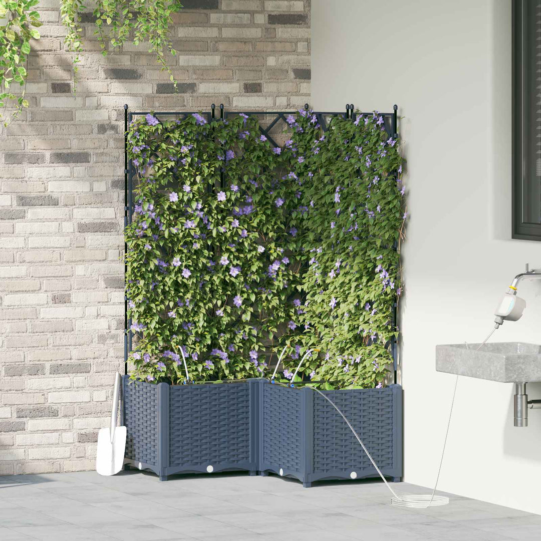 Have Blomsterkrukke 3 pcs Grå 80 x 80 x 142 cm Plastik