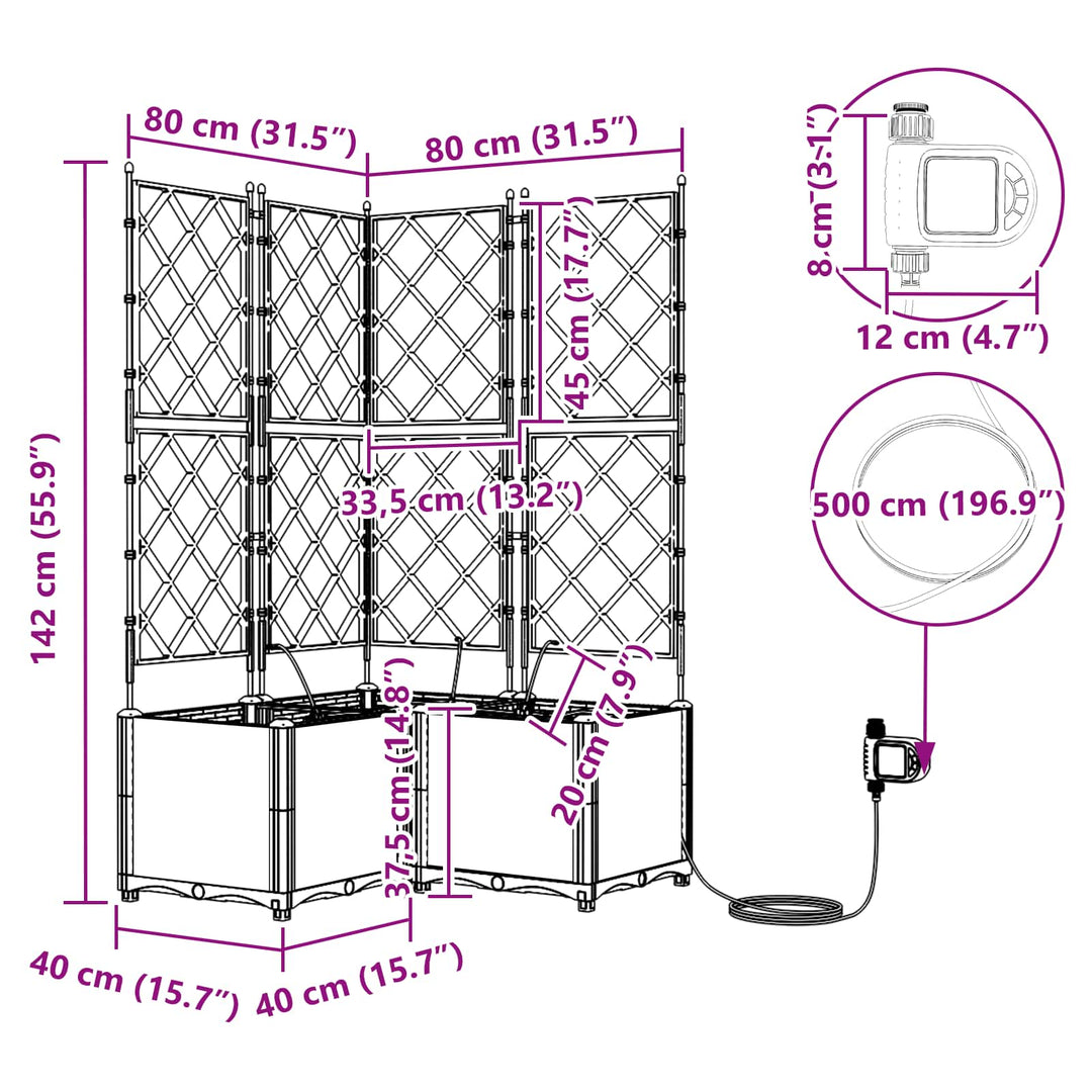Have Blomsterkrukke 3 pcs Grå 80 x 80 x 142 cm Plastik