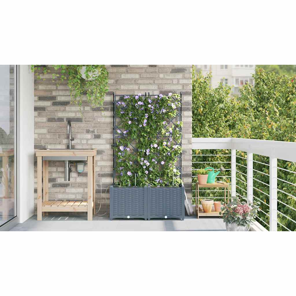 Have Blomsterkrukke 2 stk. Lysegrå 80 x 40 x 142 cm PP