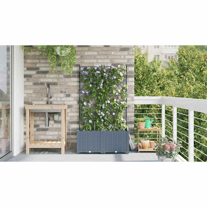 Have Blomsterkrukke 2 stk. Lysegrå 80 x 40 x 142 cm PP